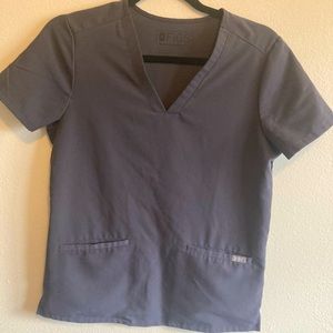 Figs XS Casma scrub top- charcoal grey